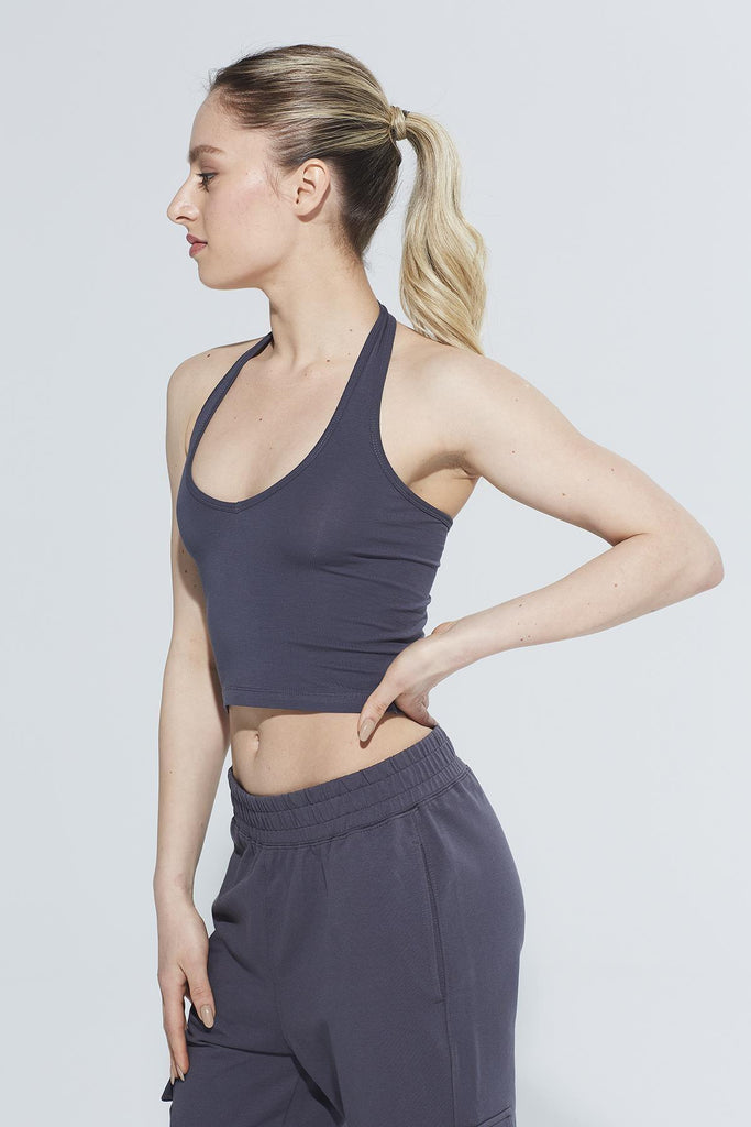 Örme Crop Body, Boyundan Bağlamalı - Lotus