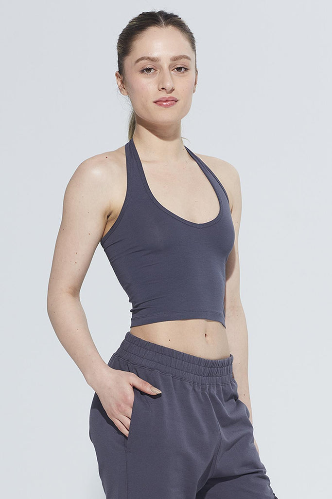 Örme Crop Body, Boyundan Bağlamalı - Lotus